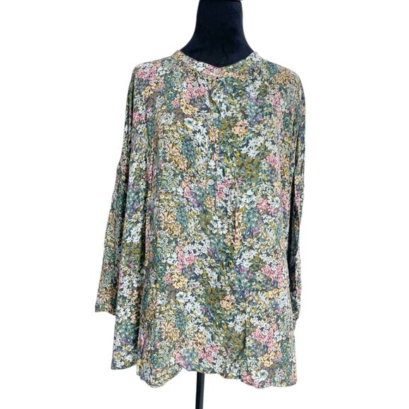 J. Jill Size 3X Top Blouse Plus Sized Floral Tunic Long Sleeve - Picture 1 of 9